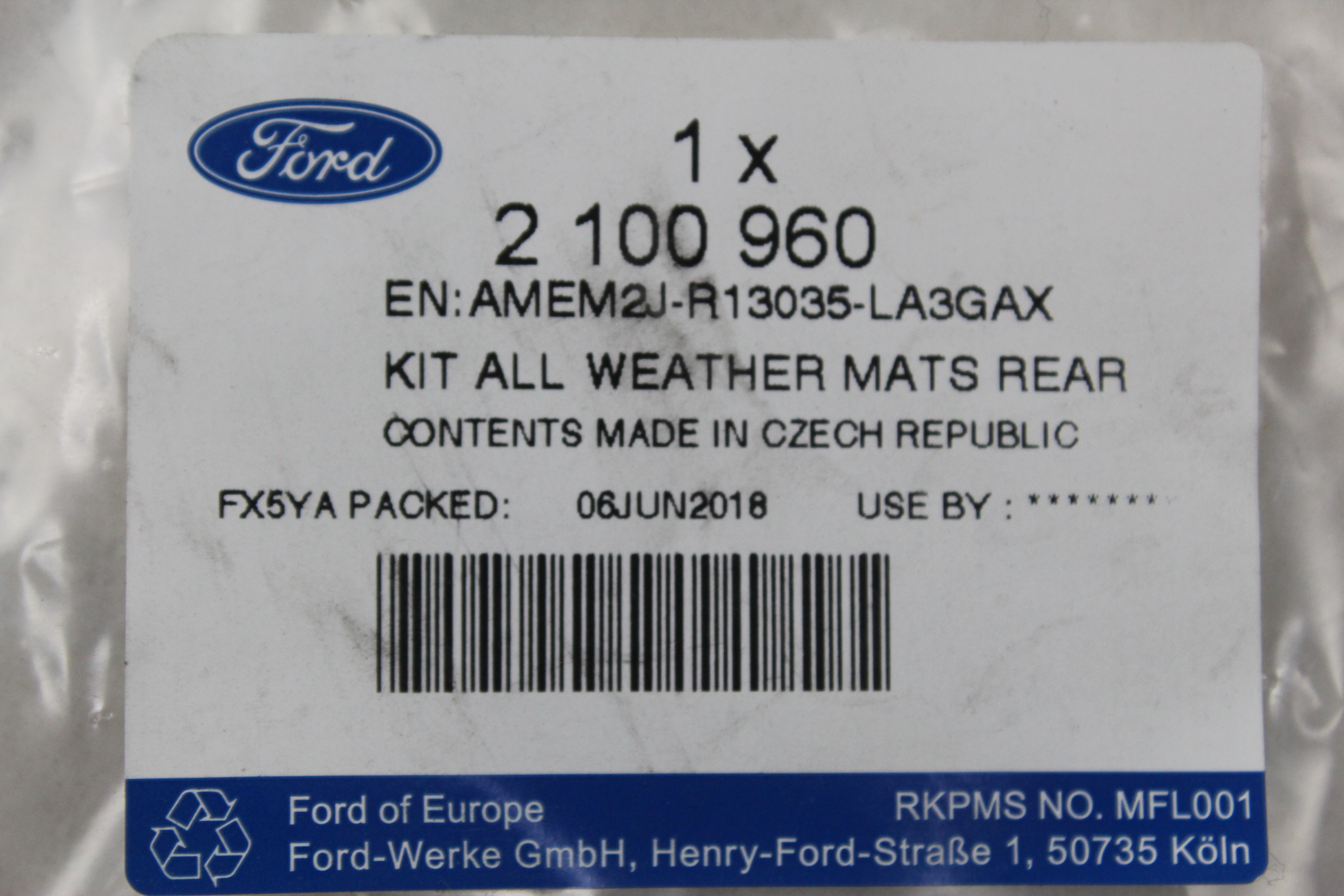 Fußmatte hinten 3. Sitzreihe Gummi Ford Galaxy - S-Max | KFZ-Teileprofi