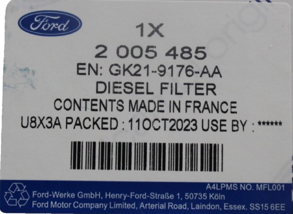 Inspektionskit 2,0 Diesel Ford Transit Heckantrieb