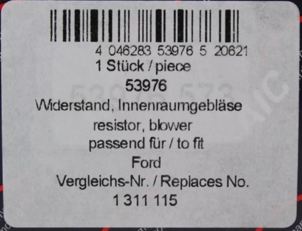 Vorwiderstand Innenraumgebläse Ford