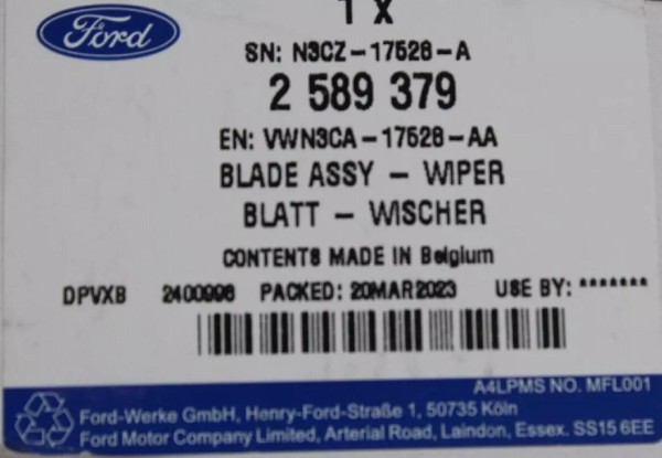 Wischerblätter vorne Ford Transit - Tourneo Connect