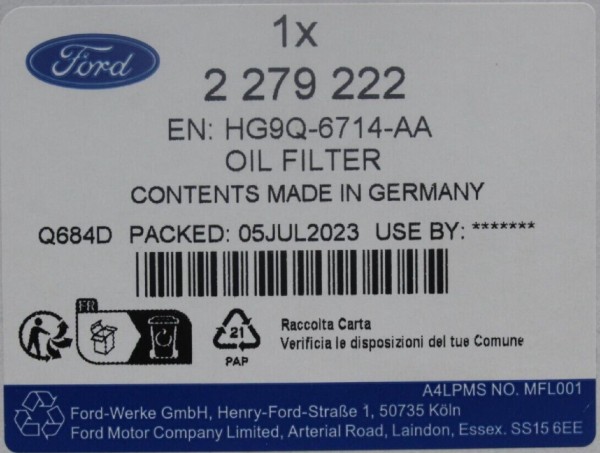 Ölwechselkit Ford 2,0 EcoBlue Diesel