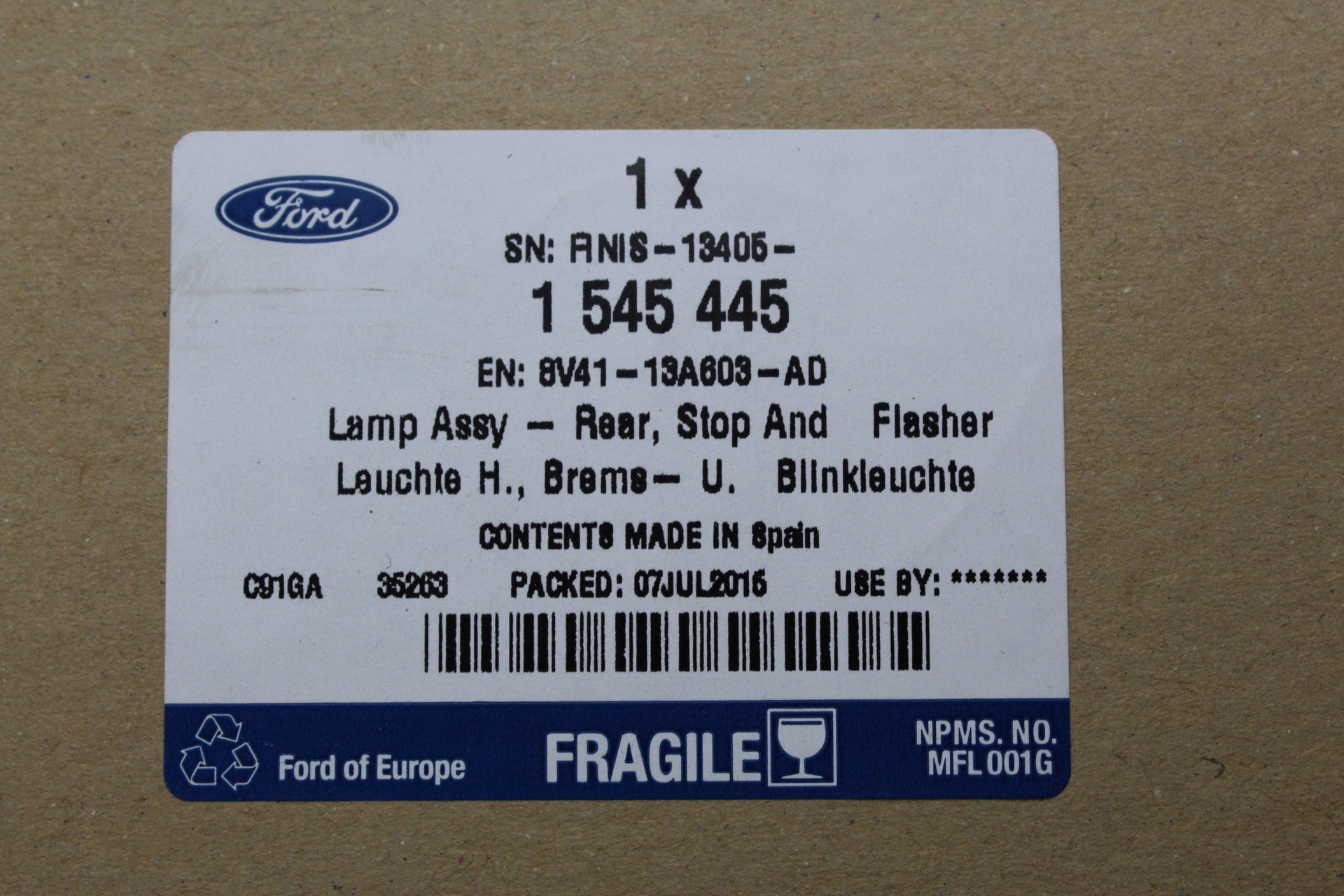 Original Rückleuchte links innen Ford Kuga bis Baujahr 11/2012 1545445