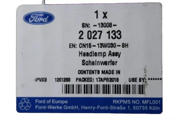 Scheinwerfer links Halogen H4 Ford EcoSport