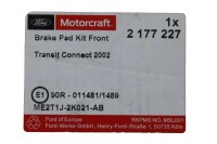 Vorschau: Bremsbeläge vorne Ford Connect Vorschau: Bremsbeläge vorne Ford Connect