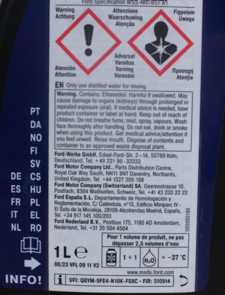 Kühlerfrostschutz - Kühlflüssigkeit 1 Liter