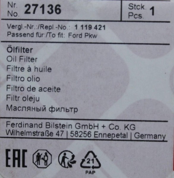 Inspektionskit 1,6 + 1,8 16V Ford Escort