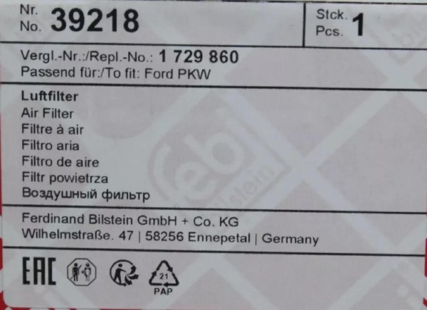 Inspektionskit 1,25 + 1,4 + 1,6 16V Ford Fiesta - B-Max